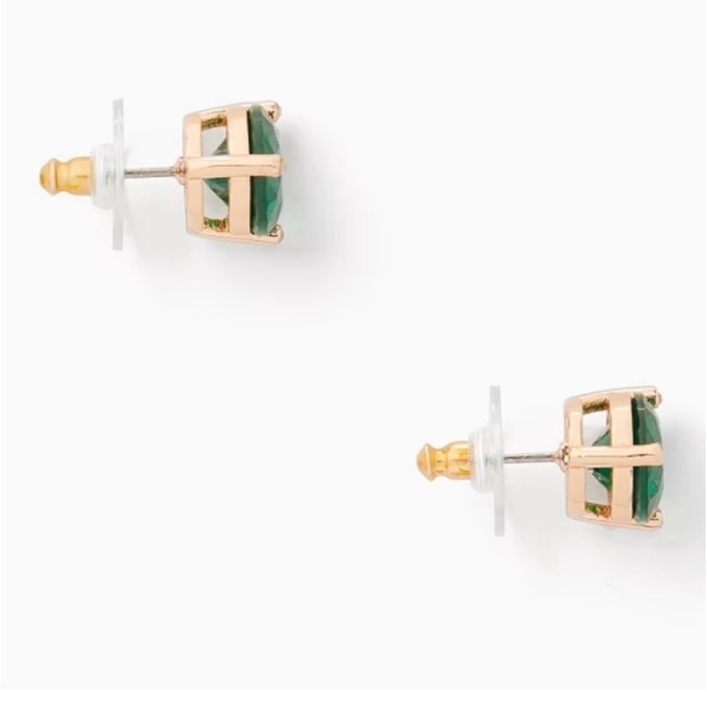๐ โ ๏ธ Kate Spade Rise and Shine Emerald & Gold Round Stud Earrings Classic - Picture 8 of 15